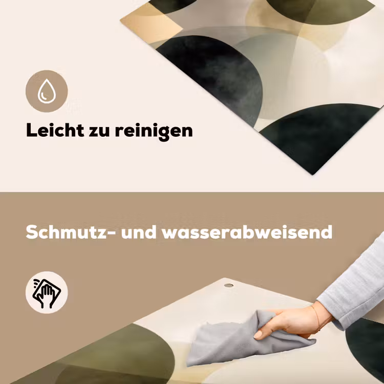 Vlakken - Abstract - Beige - Cirkels Inductie beschemer met haakjes klein -ky-schoon-de