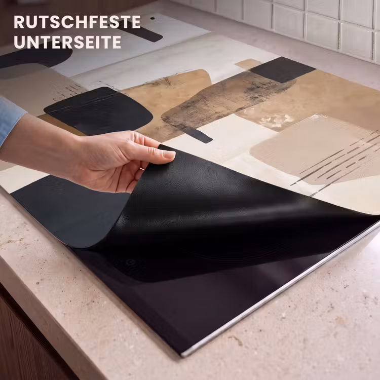 2-in-1 Herdabdeckplatte & Spritzschutz - Flugzeuge - Abstrakt - Schwarz - Streifen - Vlakken - Abstract - Zwart - Strepen Inductie beschemer met haakjes klein