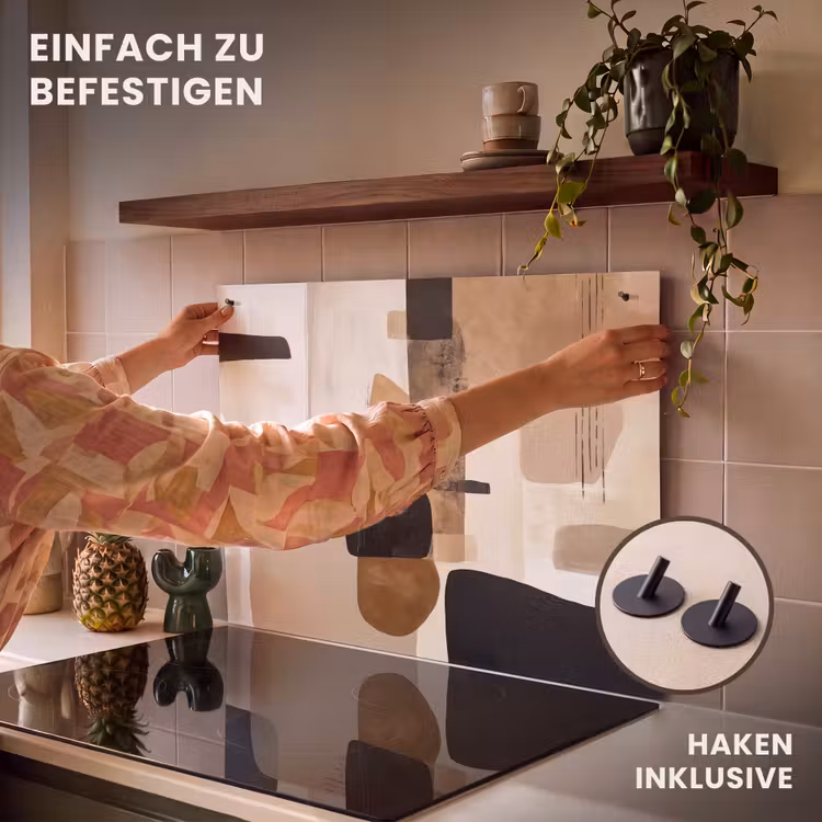 2-in-1 Herdabdeckplatte & Spritzschutz - Flugzeuge - Abstrakt - Schwarz - Streifen - Vlakken - Abstract - Zwart - Strepen Inductie beschemer met haakjes klein