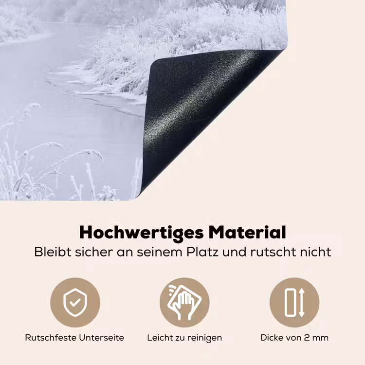 Rivier - Sneeuw - Bos - Winter - Schilderachtig Inductie beschemer met haakjes klein -ky-onderkant-de