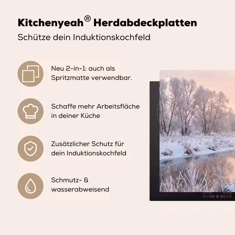Rivier - Winter - Landschap - Sneeuw - Zonsopgang Inductie beschemer met haakjes klein -ky-usp-de