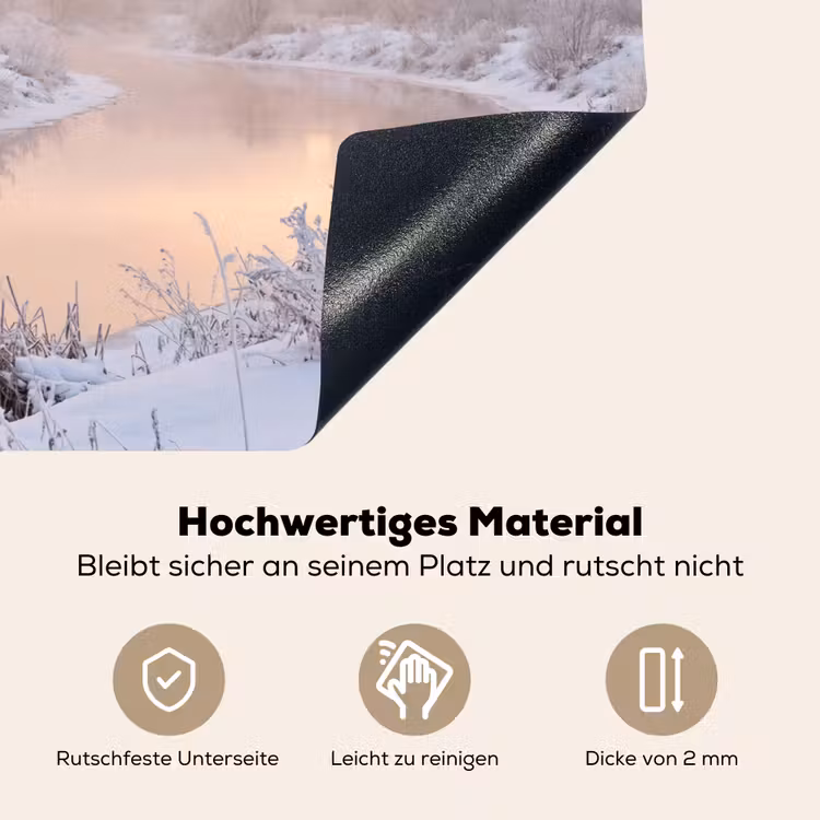 Rivier - Winter - Landschap - Sneeuw - Zonsopgang Inductie beschemer met haakjes klein -ky-onderkant-de