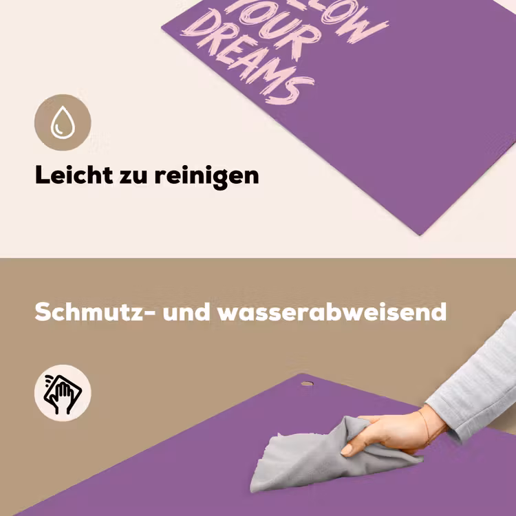 Follow your dreams - Paars - Penseeltextuur Inductie beschemer met haakjes klein -ky-schoon-de