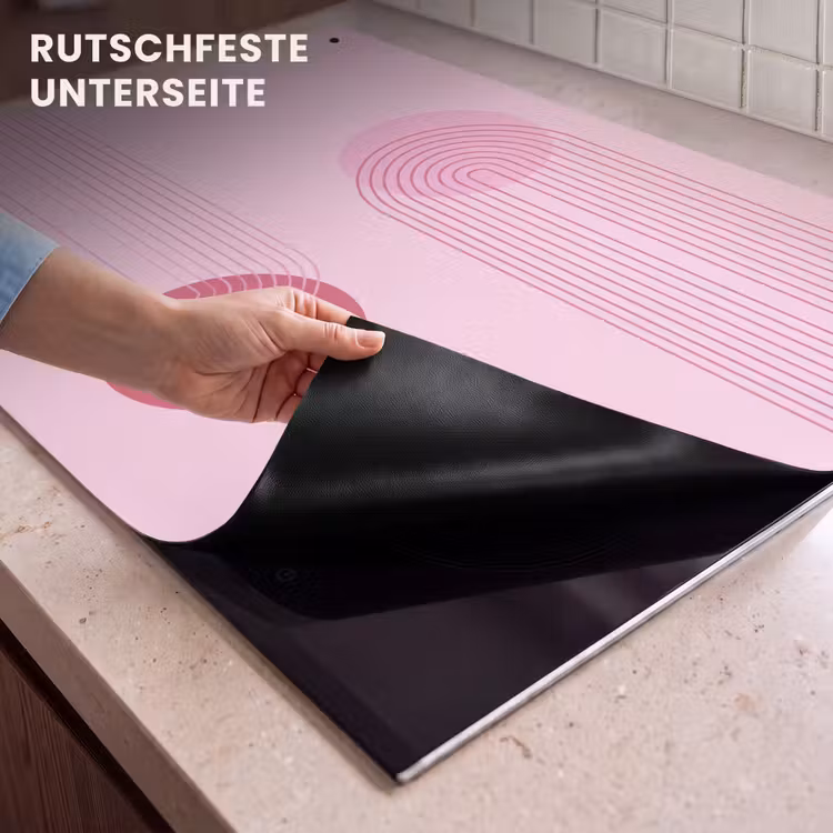 Vormen - Lijnen - Minimalistisch - Roze Inductie beschemer met haakjes klein -ky-onderkant-de