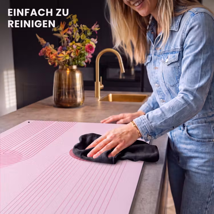 Vormen - Lijnen - Minimalistisch - Roze Inductie beschemer met haakjes klein -ky-schoon-de