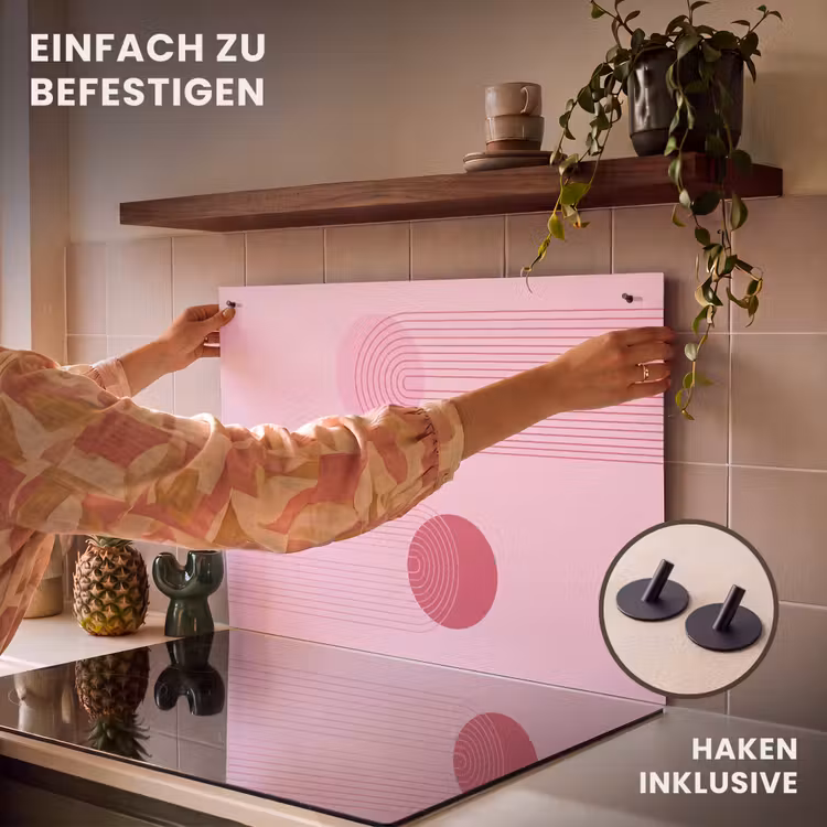 Vormen - Lijnen - Minimalistisch - Roze Inductie beschemer met haakjes klein -ky-ophangen-de