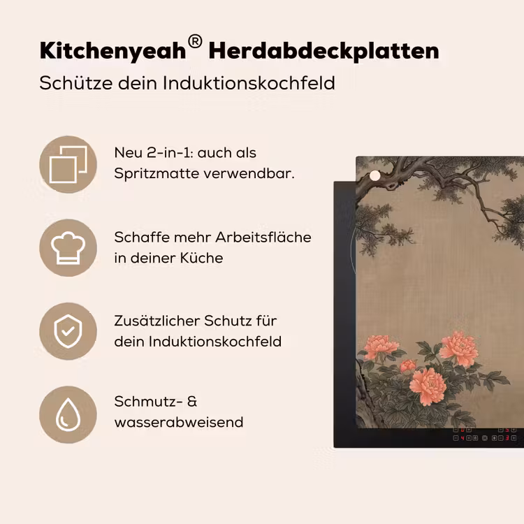 Vrouw - Azië - Kunst - Beige Inductie beschemer met haakjes klein -ky-usp-de