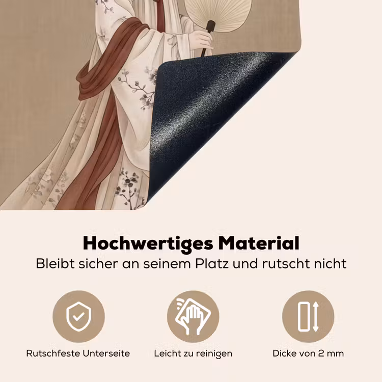 Vrouw - Azië - Kunst - Beige Inductie beschemer met haakjes klein -ky-onderkant-de