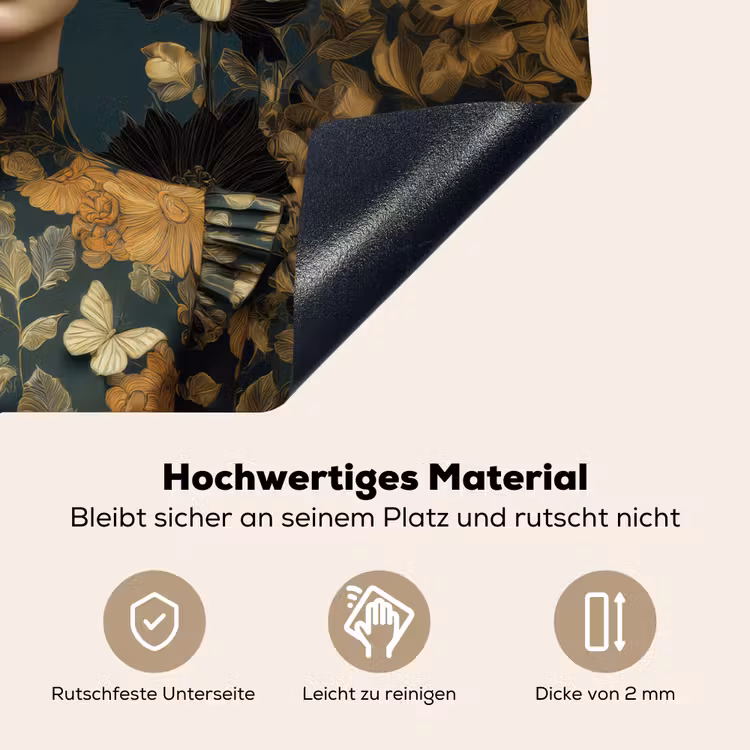 Vrouw - Bladeren - Goud - Vlinders Inductie beschemer met haakjes klein -ky-onderkant-de