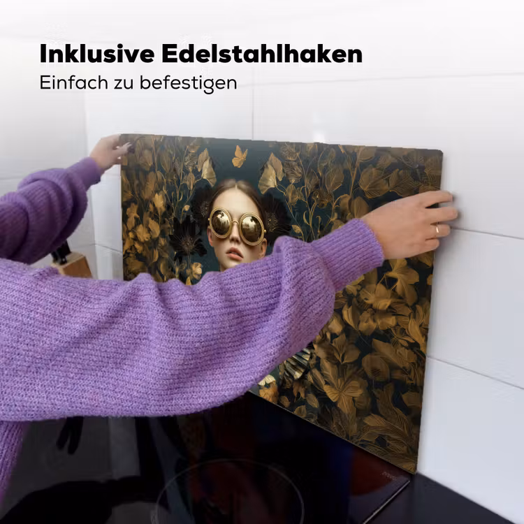 Vrouw - Bladeren - Goud - Vlinders Inductie beschemer met haakjes klein -ky-ophangen-de