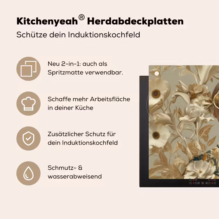 Vrouw - Bloemen - Zonnebril - Wit Inductie beschemer met haakjes klein -ky-usp-de