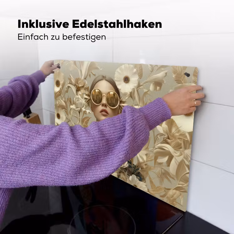 Vrouw - Bloemen - Zonnebril - Wit Inductie beschemer met haakjes klein -ky-ophangen-de