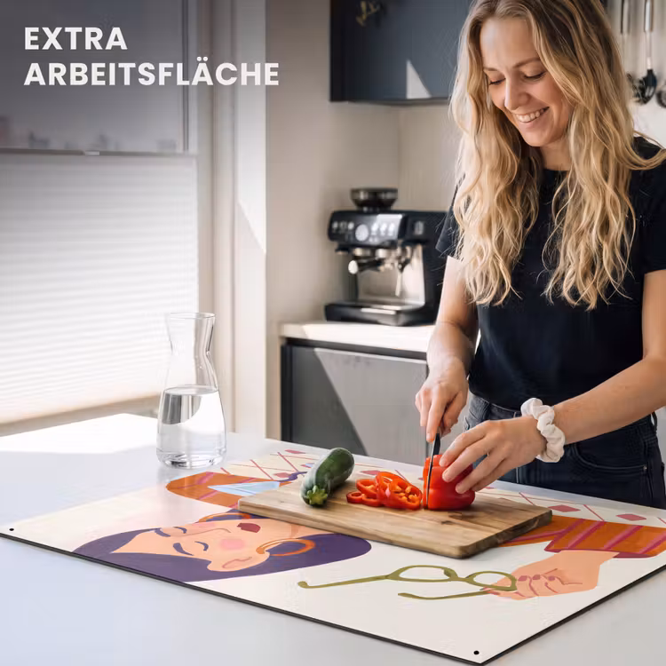 Vrouw - Bril - Cocktail - Illustratie - Modern Inductie beschemer met haakjes klein -ky-usp-de