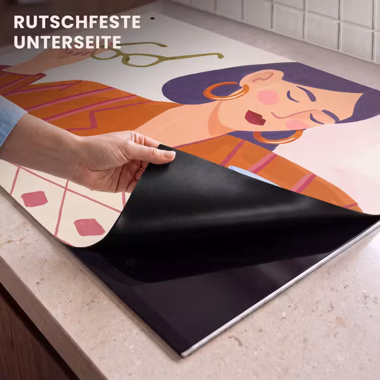 Vrouw - Bril - Cocktail - Illustratie - Modern Inductie beschemer met haakjes klein -ky-onderkant-de