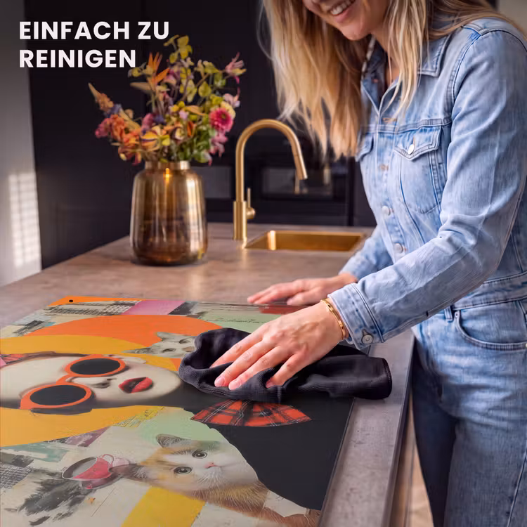 2-in-1 Herdabdeckplatte & Spritzschutz - Frau - Brille - Fliege - Retro - Vrouw - Bril - Strik - Retro Inductie beschemer met haakjes klein