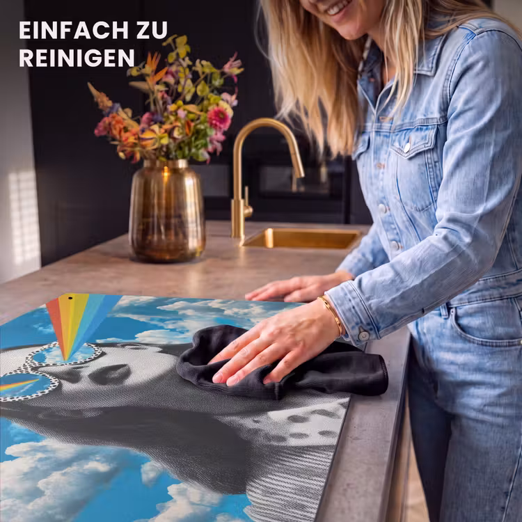 2-in-1 Herdabdeckplatte & Spritzschutz - Frau - Brille - Regenbogen - Wolken - Vrouw - Bril - Regenboog - Wolken Inductie beschemer met haakjes klein