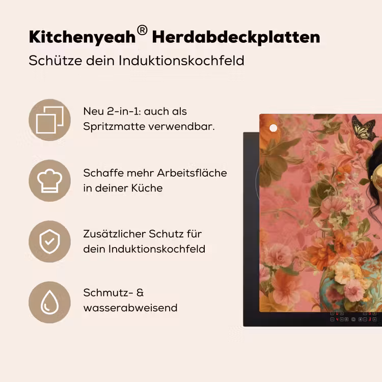 Vrouw - Bril - Roze - Bloemen Inductie beschemer met haakjes klein -ky-usp-de