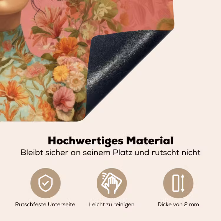 Vrouw - Bril - Roze - Bloemen Inductie beschemer met haakjes klein -ky-onderkant-de