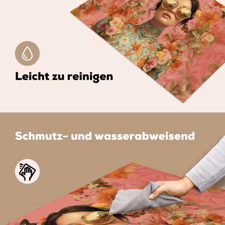 Vrouw - Bril - Roze - Bloemen Inductie beschemer met haakjes klein -ky-schoon-de