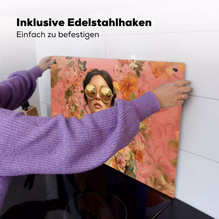 Vrouw - Bril - Roze - Bloemen Inductie beschemer met haakjes klein -ky-ophangen-de
