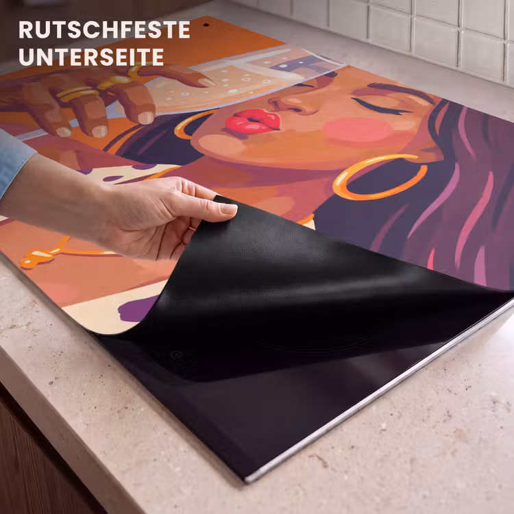 Vrouw - Champagne - Feest - Modern - Oranje Inductie beschemer met haakjes klein -ky-onderkant-de