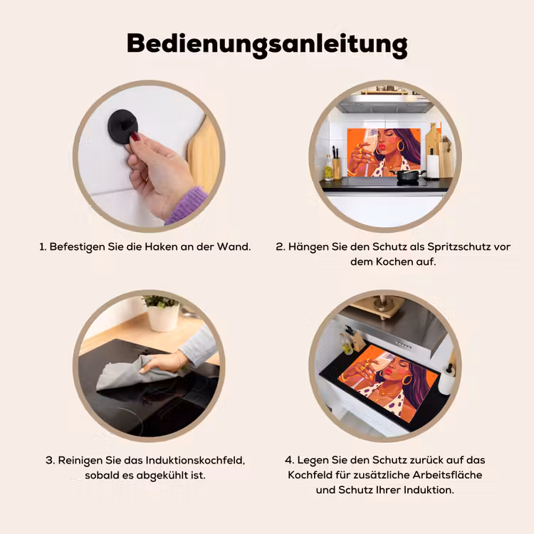 Vrouw - Champagne - Feest - Modern - Oranje Inductie beschemer met haakjes klein -ky-gebruik-de