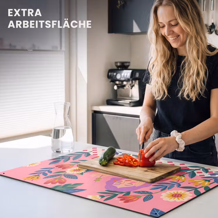 Vrouw - Cocktail - Bloemen - Modern - Roze Inductie beschemer met haakjes klein -ky-usp-de
