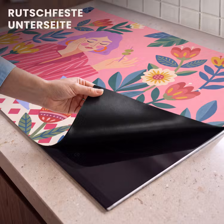 Vrouw - Cocktail - Bloemen - Modern - Roze Inductie beschemer met haakjes klein -ky-onderkant-de
