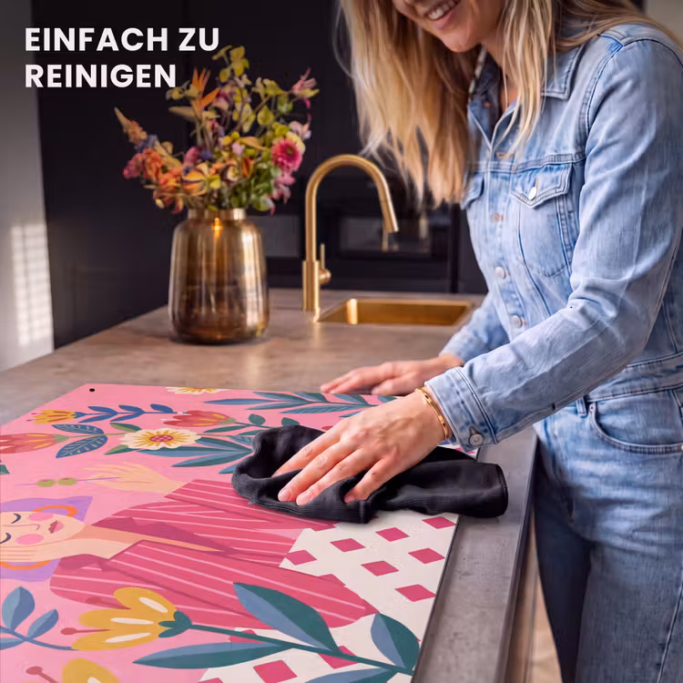 Vrouw - Cocktail - Bloemen - Modern - Roze Inductie beschemer met haakjes klein -ky-schoon-de