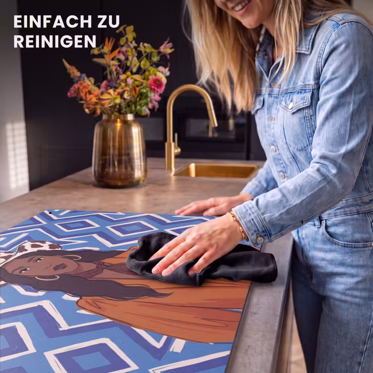 Vrouw - Cowboyhoed - Portret - Modern - Blauw Inductie beschemer met haakjes klein -ky-schoon-de