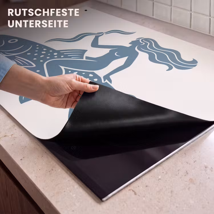 Vrouw - Vis - Fantasie - Abstract - Blauw Inductie beschemer met haakjes klein -ky-onderkant-de