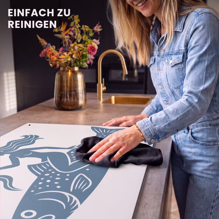 Vrouw - Vis - Fantasie - Abstract - Blauw Inductie beschemer met haakjes klein -ky-schoon-de