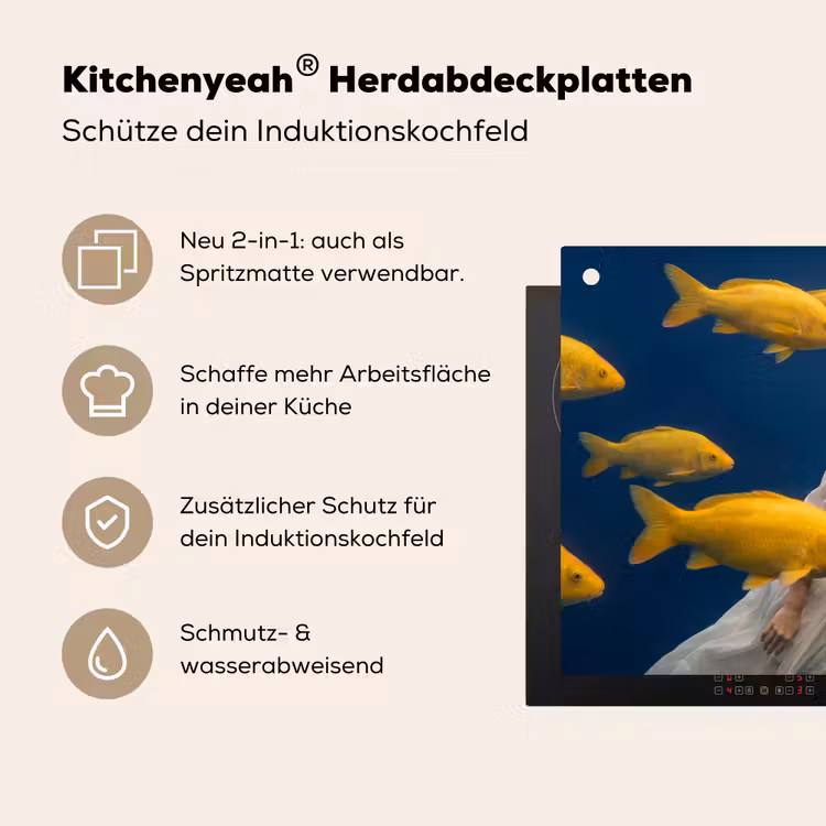 Vrouw - Vis - Water - Natuur - Geel Inductie beschemer met haakjes klein -ky-usp-de