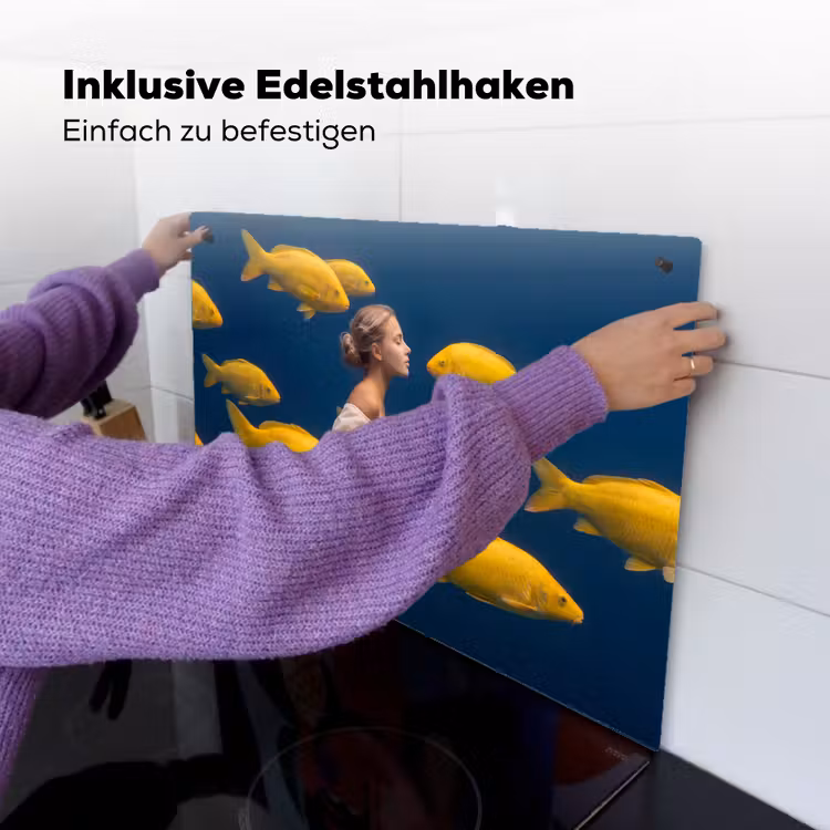 Vrouw - Vis - Water - Natuur - Geel Inductie beschemer met haakjes klein -ky-ophangen-de