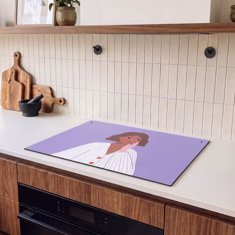 Vrouw - Gezicht - Mensen - Abstract - Kleurrijk Inductie beschemer met haakjes klein -sfeer1