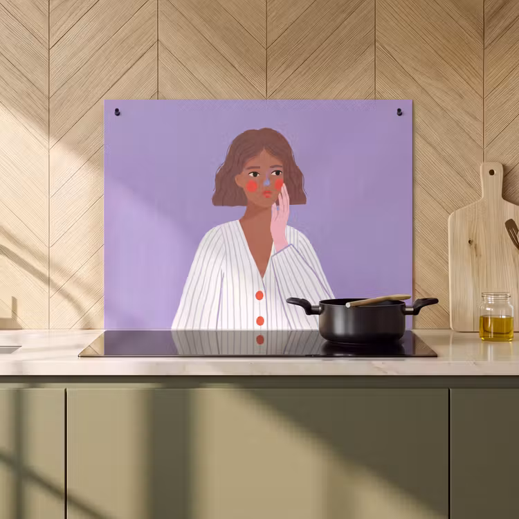 Vrouw - Gezicht - Mensen - Abstract - Kleurrijk Inductie beschemer met haakjes klein -sfeer2