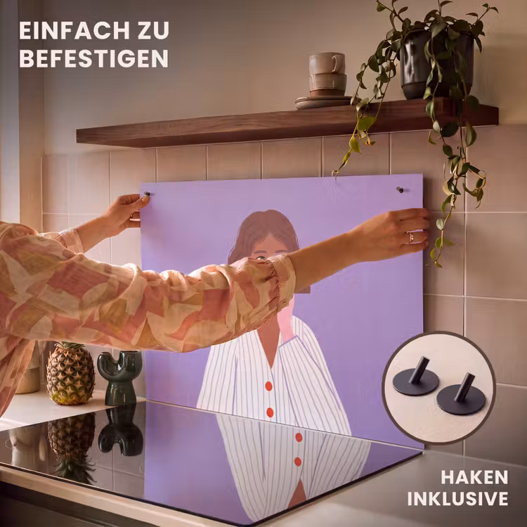 Vrouw - Gezicht - Mensen - Abstract - Kleurrijk Inductie beschemer met haakjes klein -ky-ophangen-de