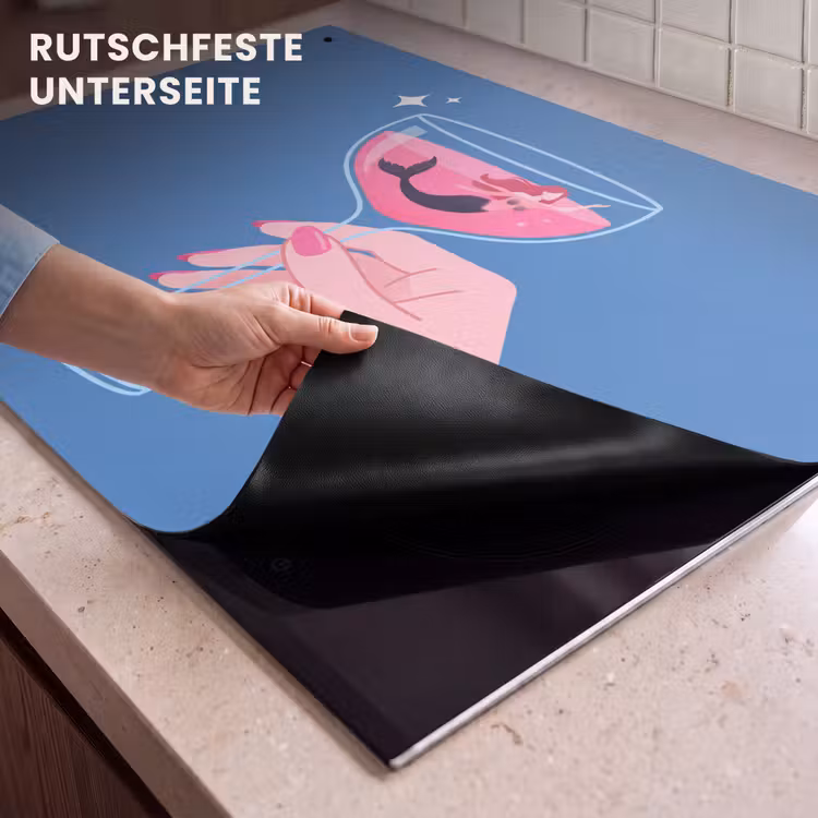 Vrouw - Glas - Abstract - Roze - Blauw Inductie beschemer met haakjes klein -ky-onderkant-de