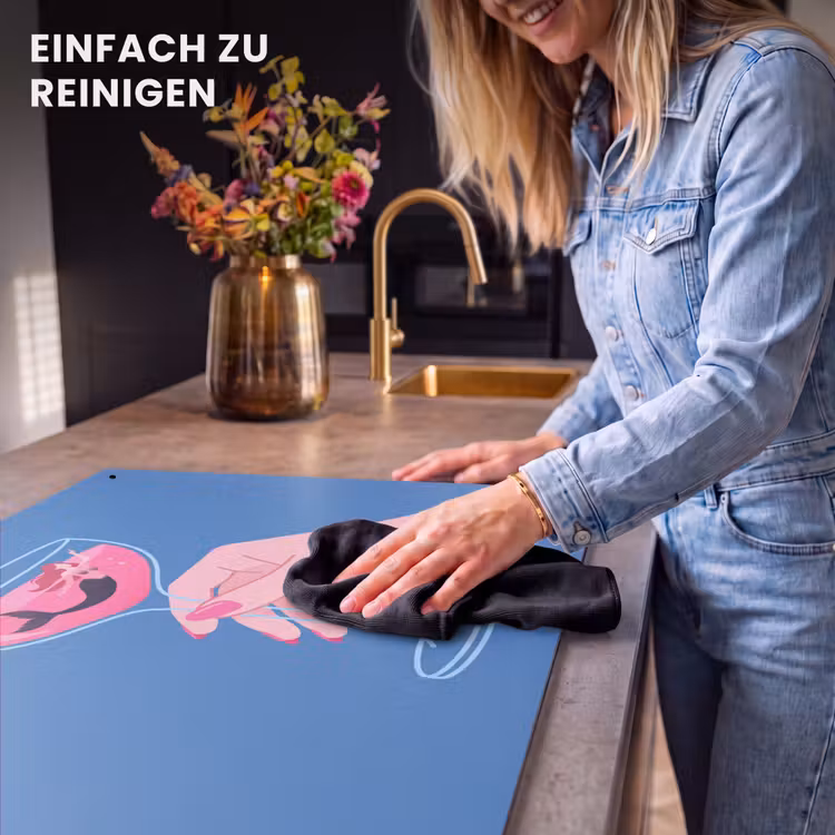 Vrouw - Glas - Abstract - Roze - Blauw Inductie beschemer met haakjes klein -ky-schoon-de