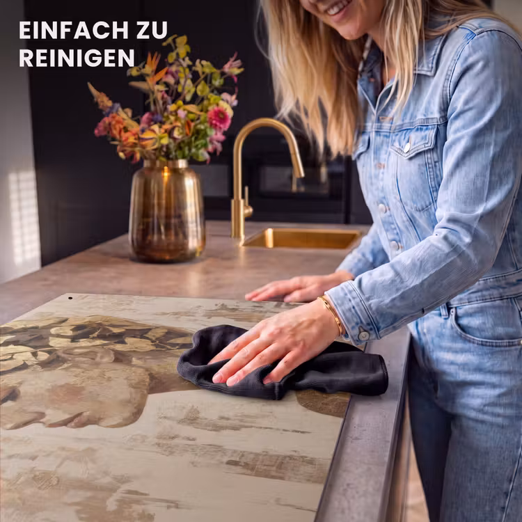 2-in-1 Herdabdeckplatte & Spritzschutz - Frau - Gold - Abstrakt - Textur - Vrouw - Goud - Abstract - Textuur Inductie beschemer met haakjes klein