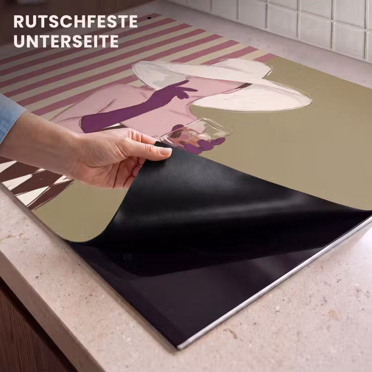 Vrouw - Hoed - Mode - Abstract - Kleurrijk Inductie beschemer met haakjes klein -ky-onderkant-de