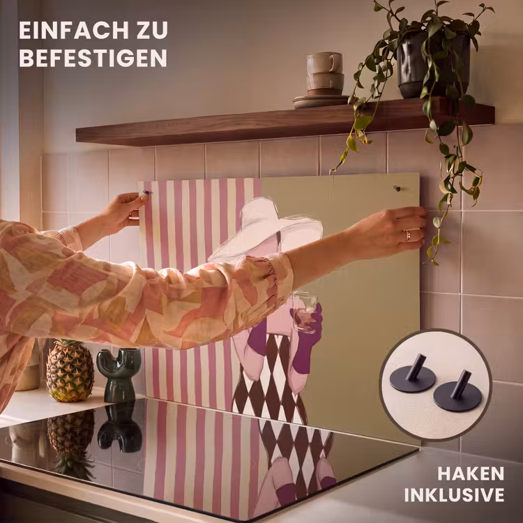Vrouw - Hoed - Mode - Abstract - Kleurrijk Inductie beschemer met haakjes klein -ky-ophangen-de