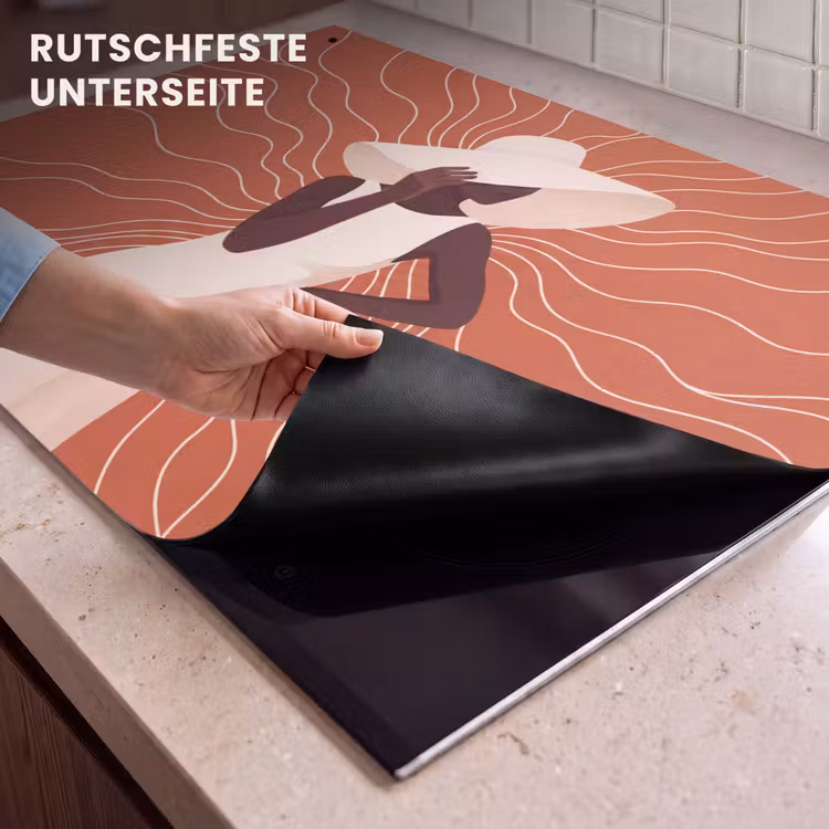 Vrouw - Hoed - Portret - Modern - Beige Inductie beschemer met haakjes klein -ky-onderkant-de