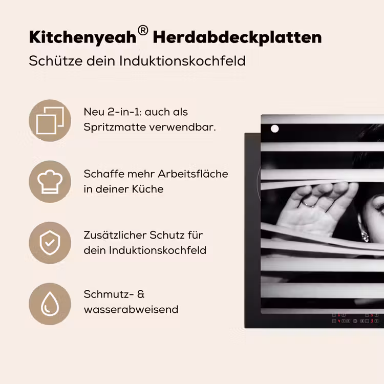 Vrouw - Jaloezieën - Portret - Zwart-wit Inductie beschemer met haakjes klein -ky-usp-de