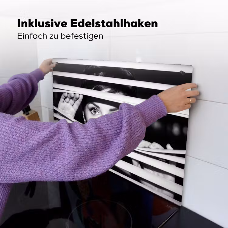 Vrouw - Jaloezieën - Portret - Zwart-wit Inductie beschemer met haakjes klein -ky-ophangen-de