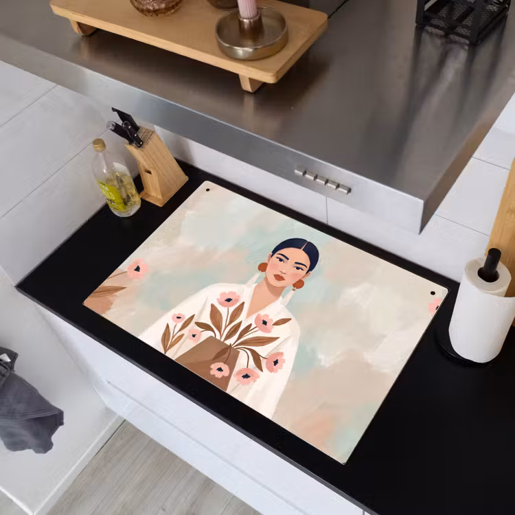 Vrouw - Kimono - Pastel Inductie beschemer met haakjes klein -sfeer1