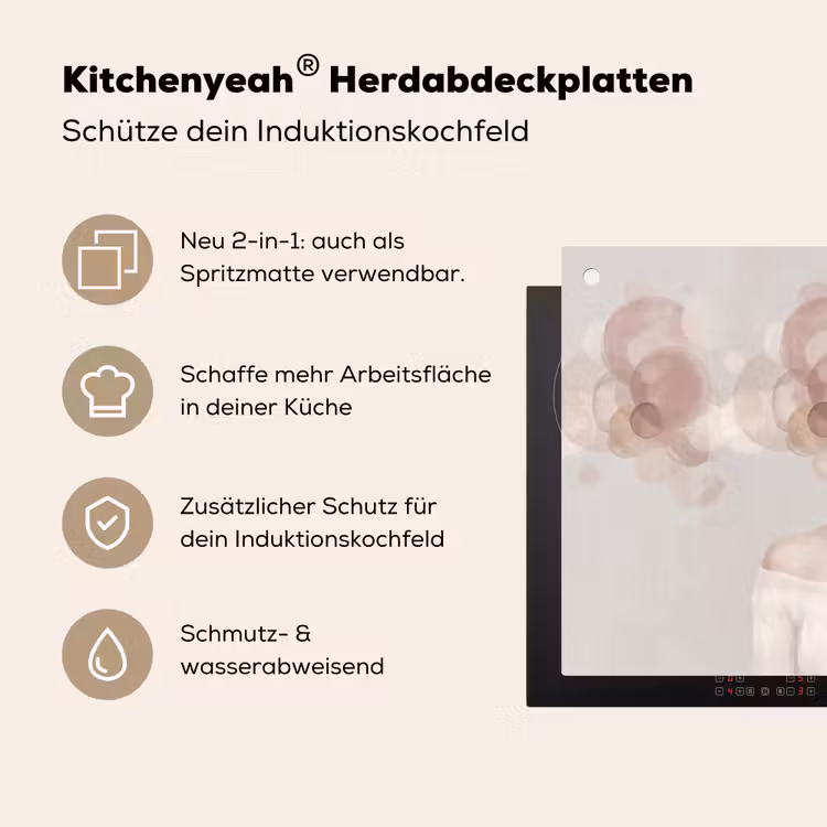 Vrouw - Cirkels - Beige Inductie beschemer met haakjes klein -ky-usp-de