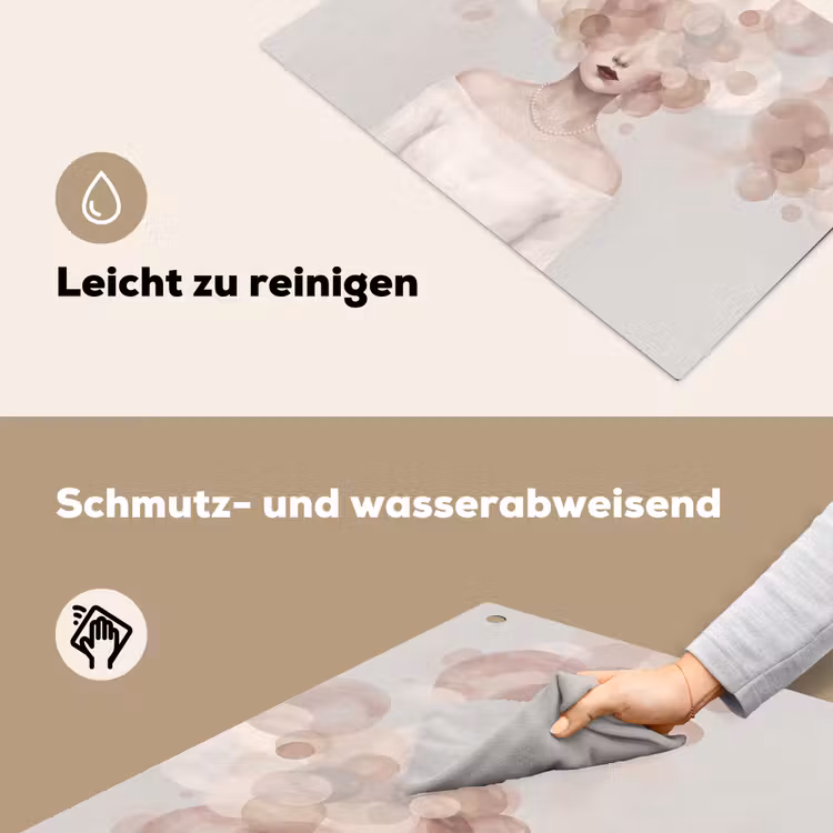 Vrouw - Cirkels - Beige Inductie beschemer met haakjes klein -ky-schoon-de