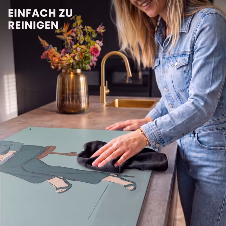 Vrouw - Laptop - Zittend - Illustratie - Groen Inductie beschemer met haakjes klein -ky-schoon-de