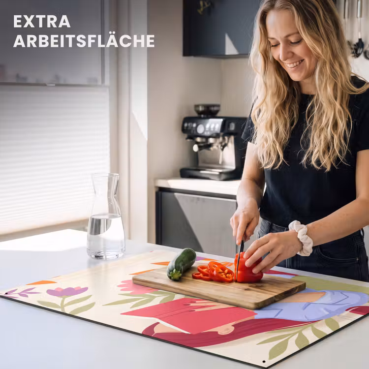 Vrouw - Lezen - Thuis - Modern - Bloemen Inductie beschemer met haakjes klein -ky-usp-de